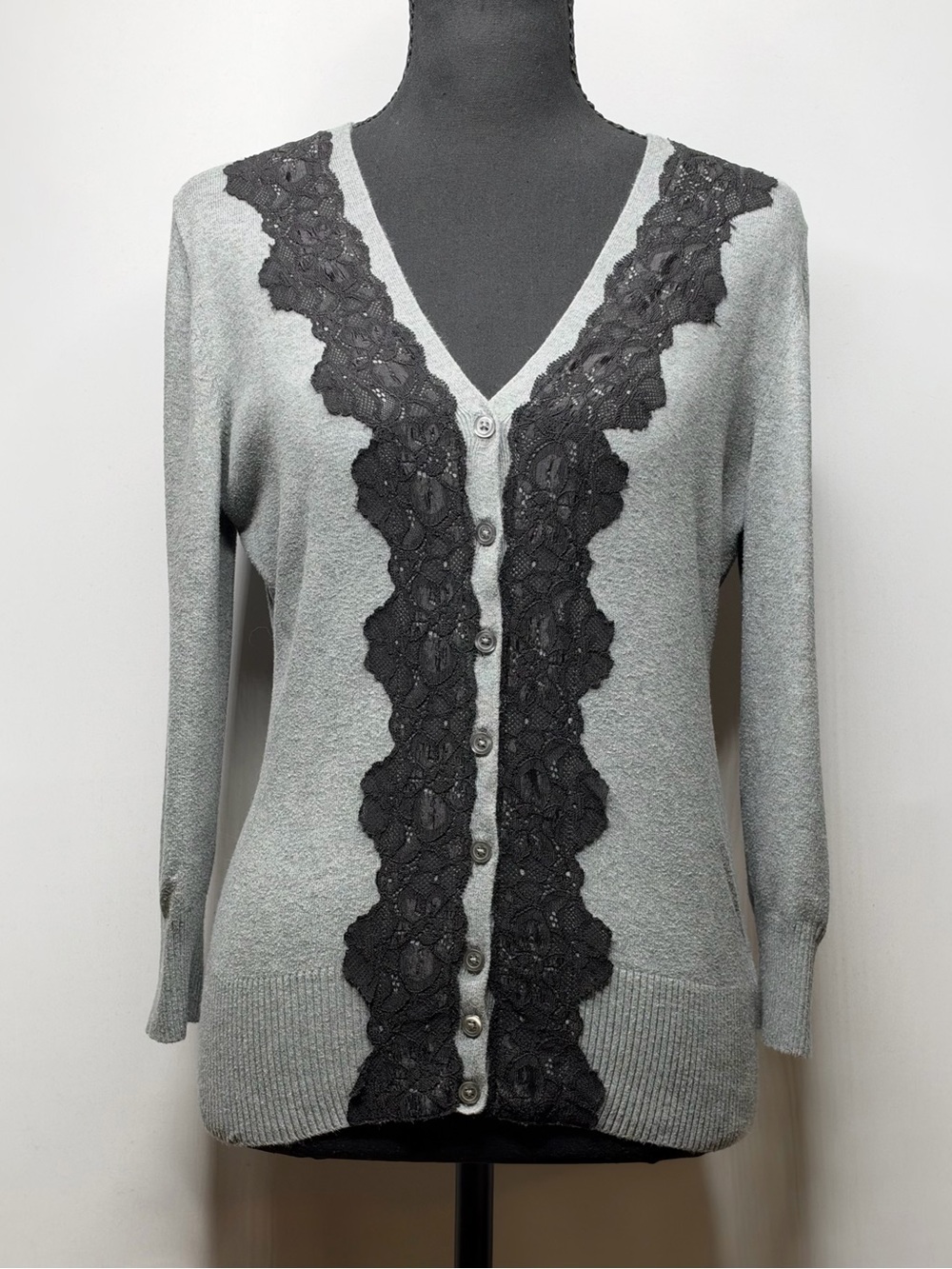 The Limited Gray Black Lace Cardigan Size M Medium